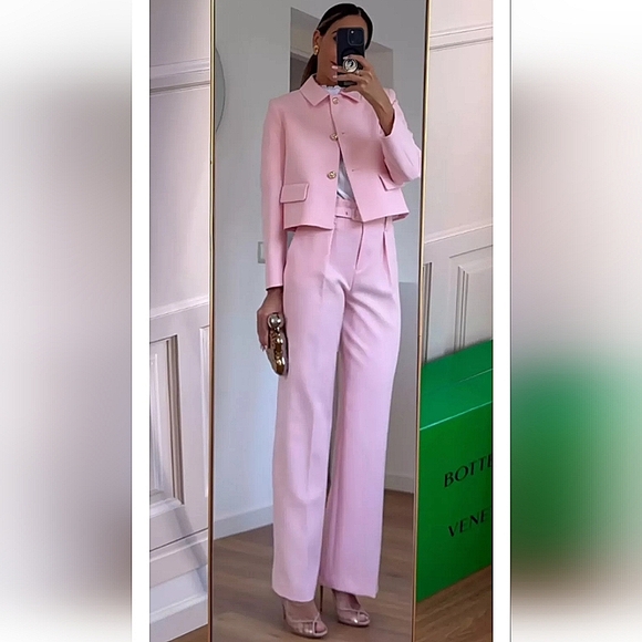 Zara Wide Leg Belted Pants Pink - Picture 10 of 13